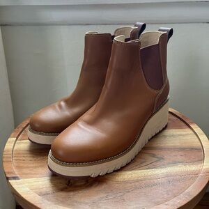 Cole Haan Tan Leather Wedge Booties